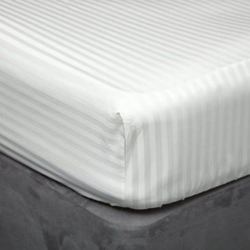 Super King Satin Stripe Fitted Sheet UK 183 x 200cm Cotton Fitted Sheet Satin Stripe Bedding